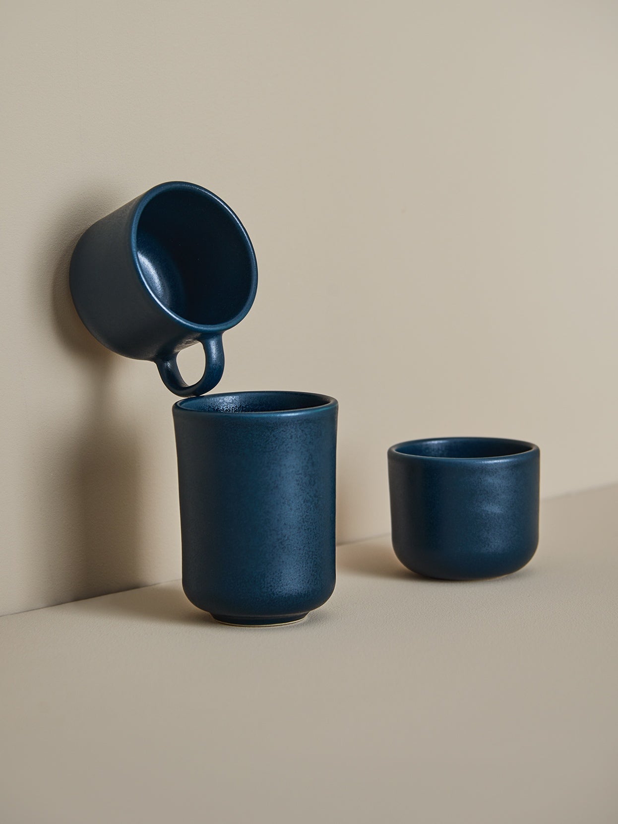 Stoneware Cup with Handle Dark Blue